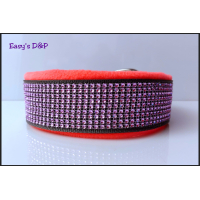 Halfcheck grijs neon roze bling 